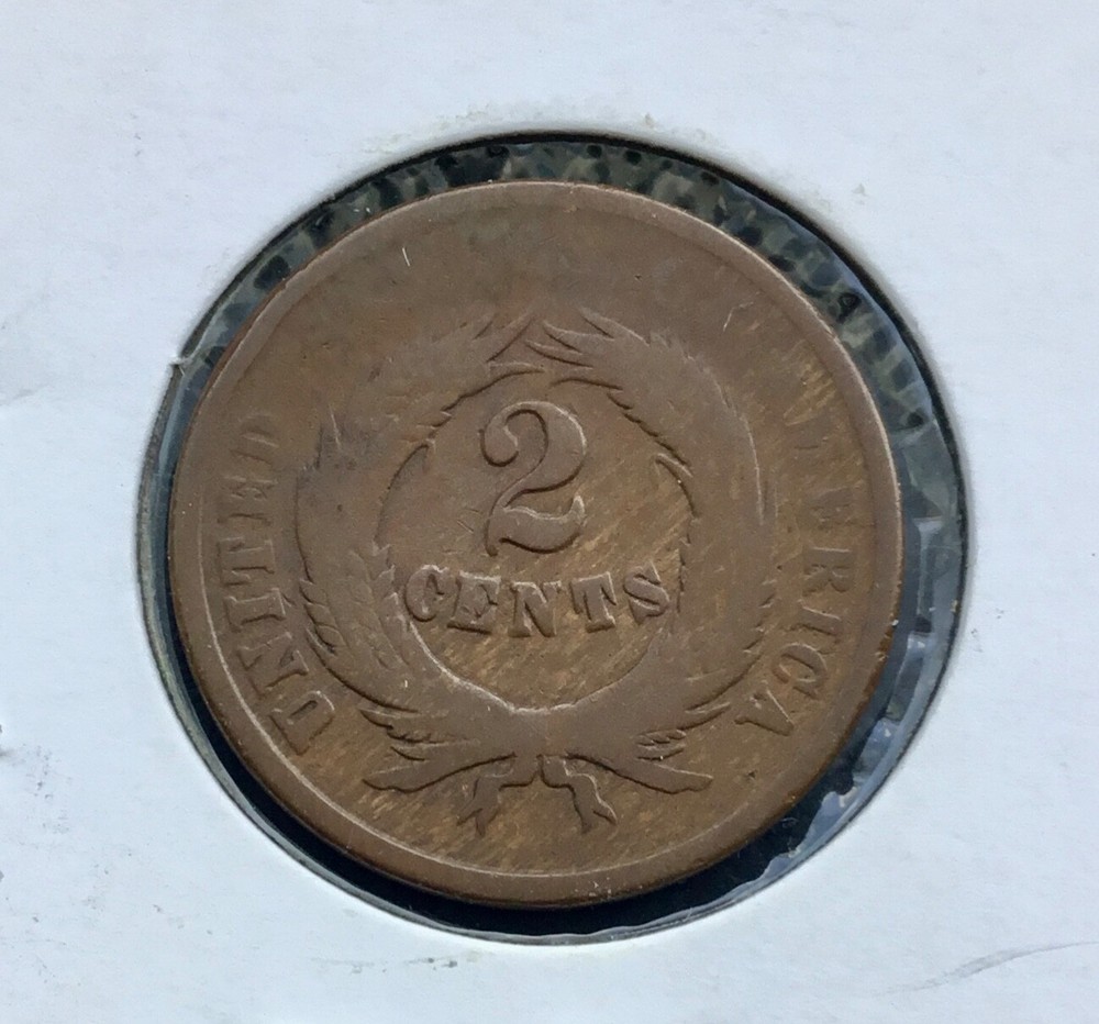 1864 Two-cent piece Bronze 2c coin RD