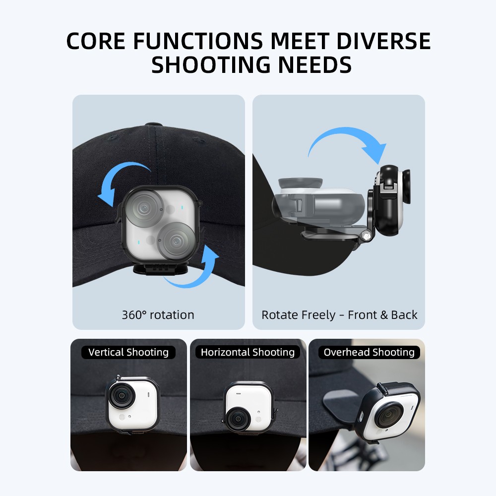 Cap Mount Clip Mount For Insta360 Go Ultra Camera Vertical Horizontal Adjustable