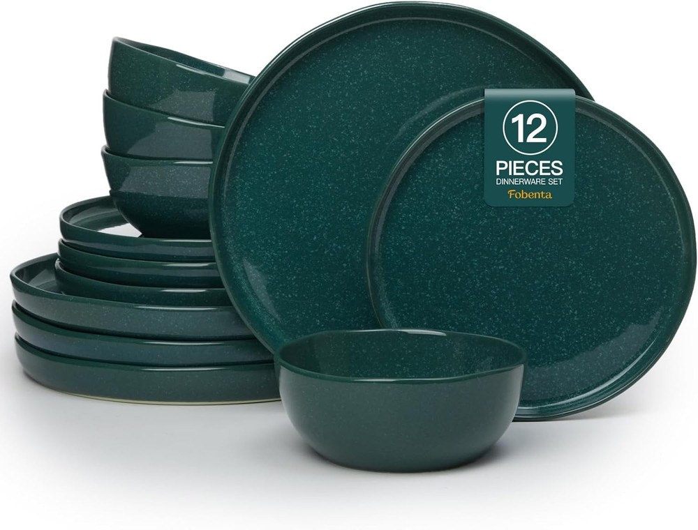 Ceramic Dinnerware Set 4 Reactive Glaze Plates & Bowls Sets Dining