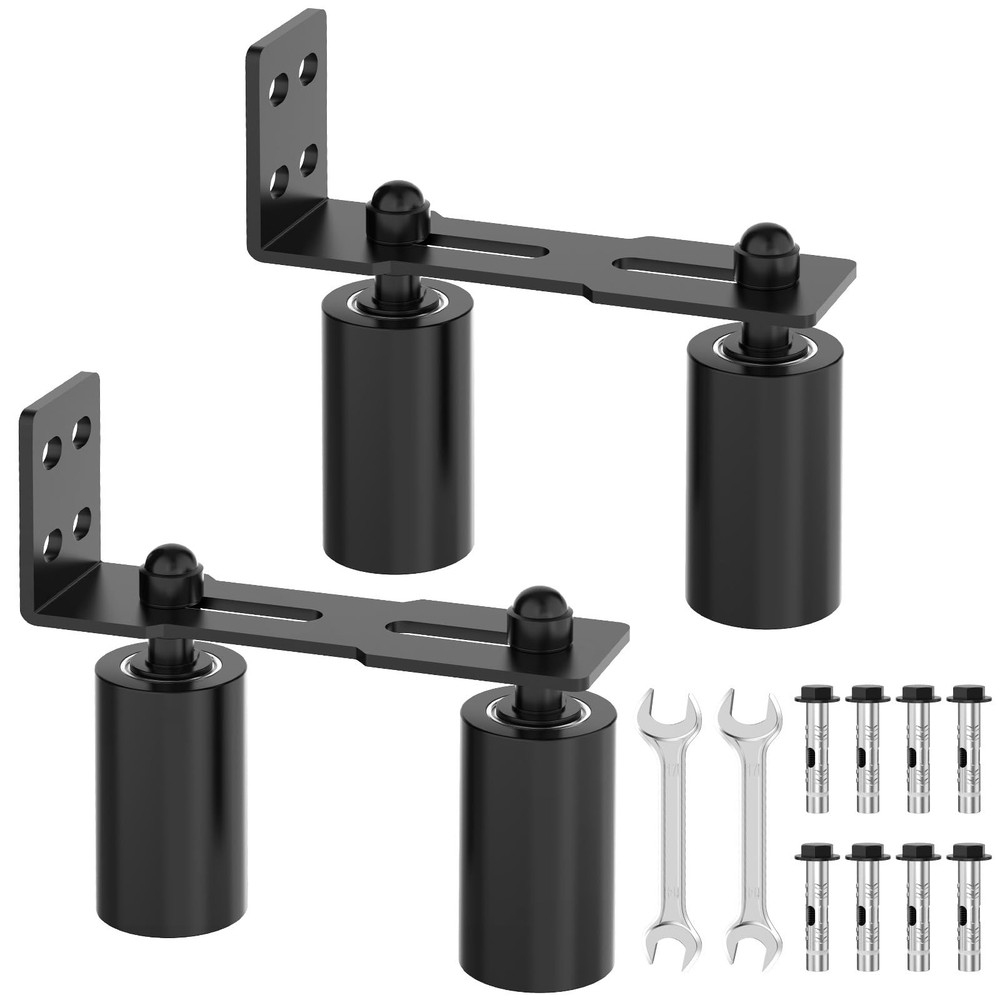 MeBantoo Sliding Gate Guide Rollers & Hardware Kit – Heavy 4in, Black-2pcs