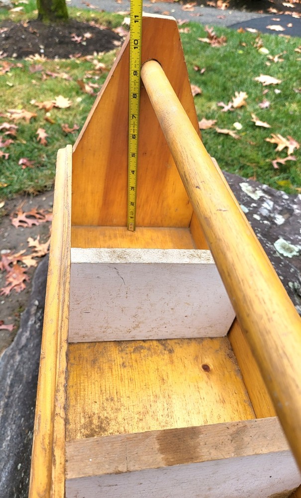 Vintage Unique Handmade Primitive Solid Wood Tool Box Caddy Carrier Storage 31"