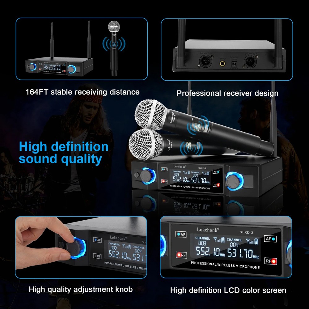 GLXD2 Professional Wireless Microphone system Dual Channel UHF Fixed Frequency C