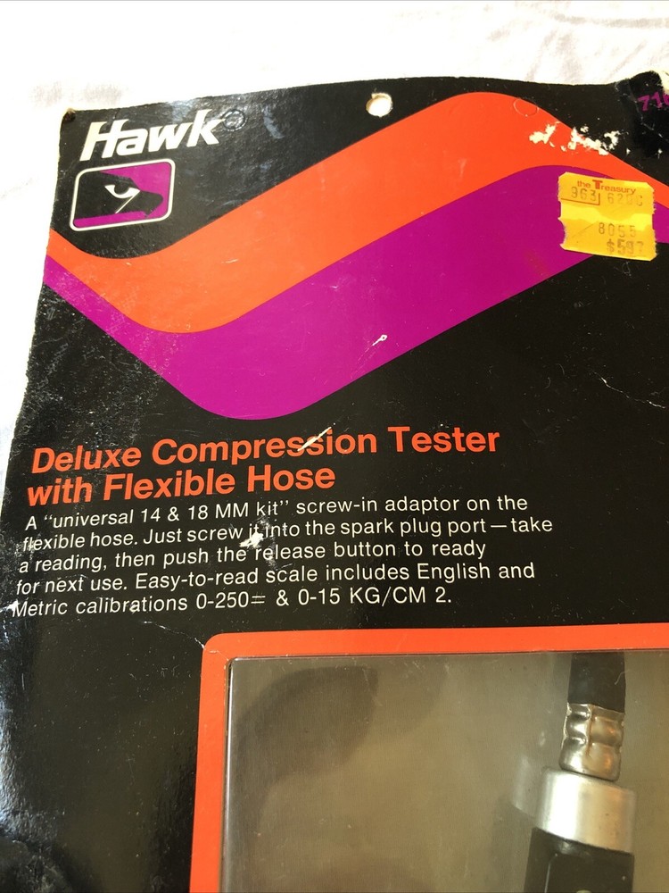 Vtg HAWK deluxe Compression Tester With Flexible Hose In Original Package