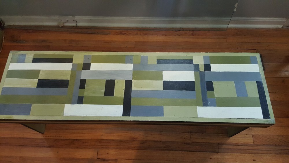 Custom Made Hand Painted Wooden Bench
