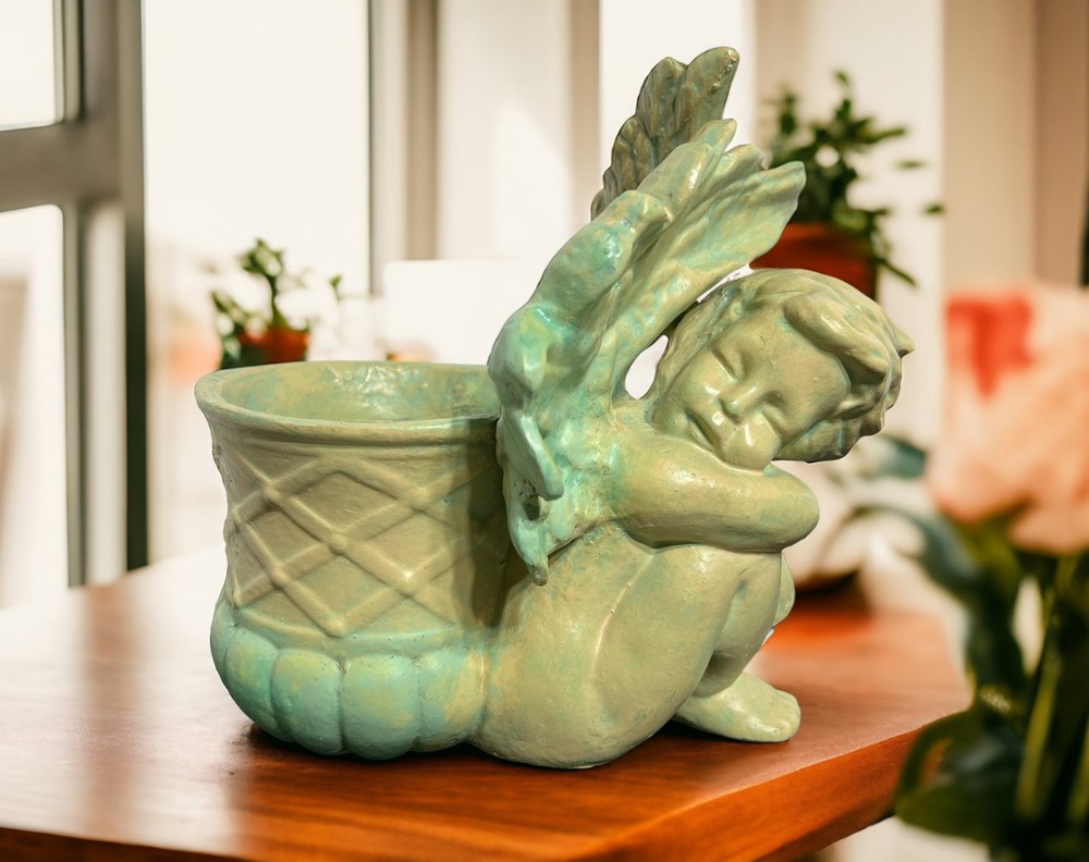 Cherub Angel Sleeping Figure Planter 8.5” x 10”