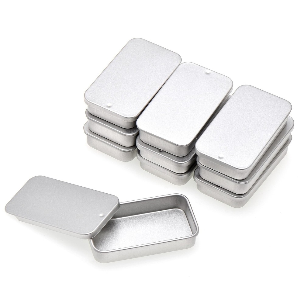 Paialco 10 Pack Tiny Tin Box Containers - Slide Top Mini Storage Organizers -...