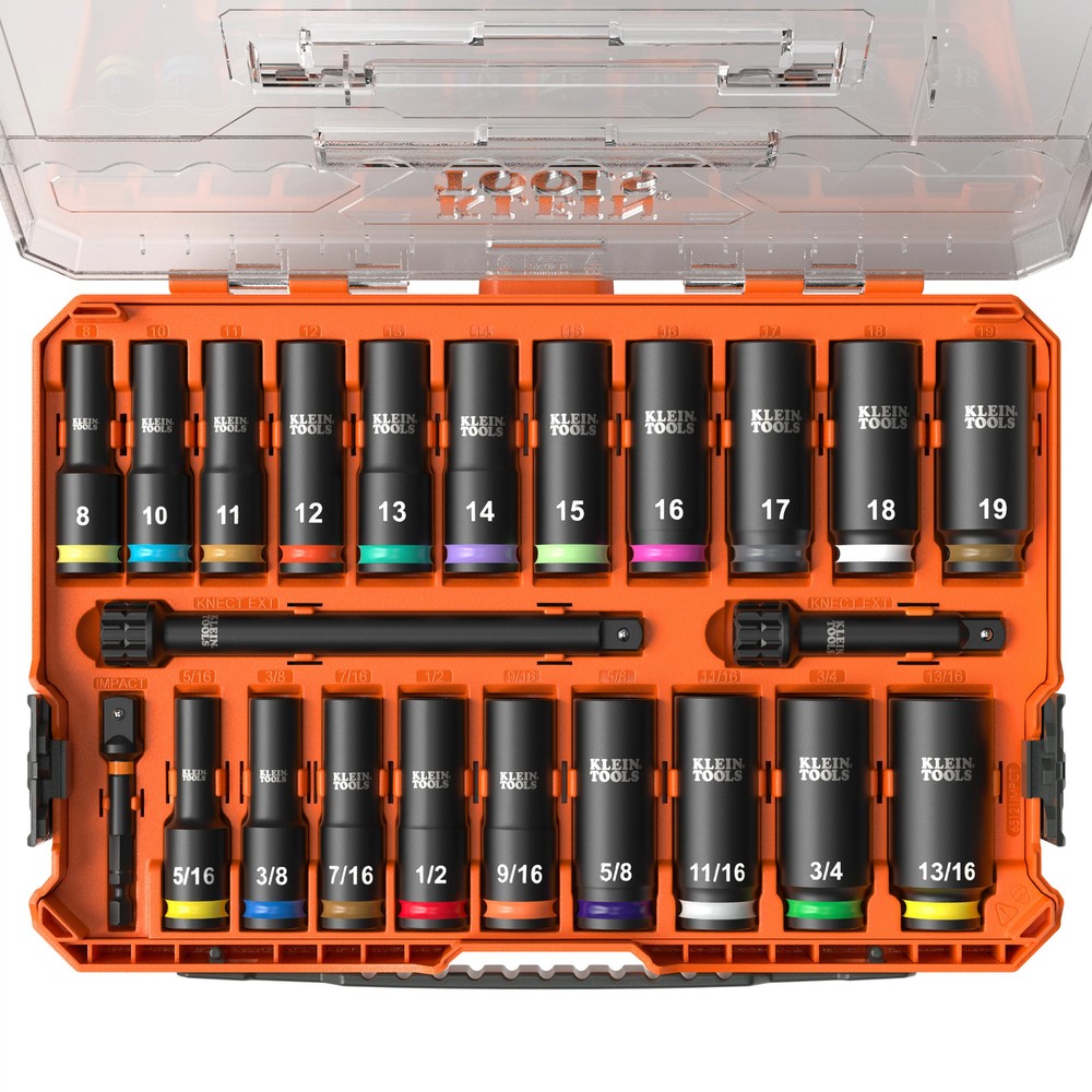 Klein Tools 65121IMPCT KNECT Deep-Well 3/8" Drive Socket Set, SAE and Metric