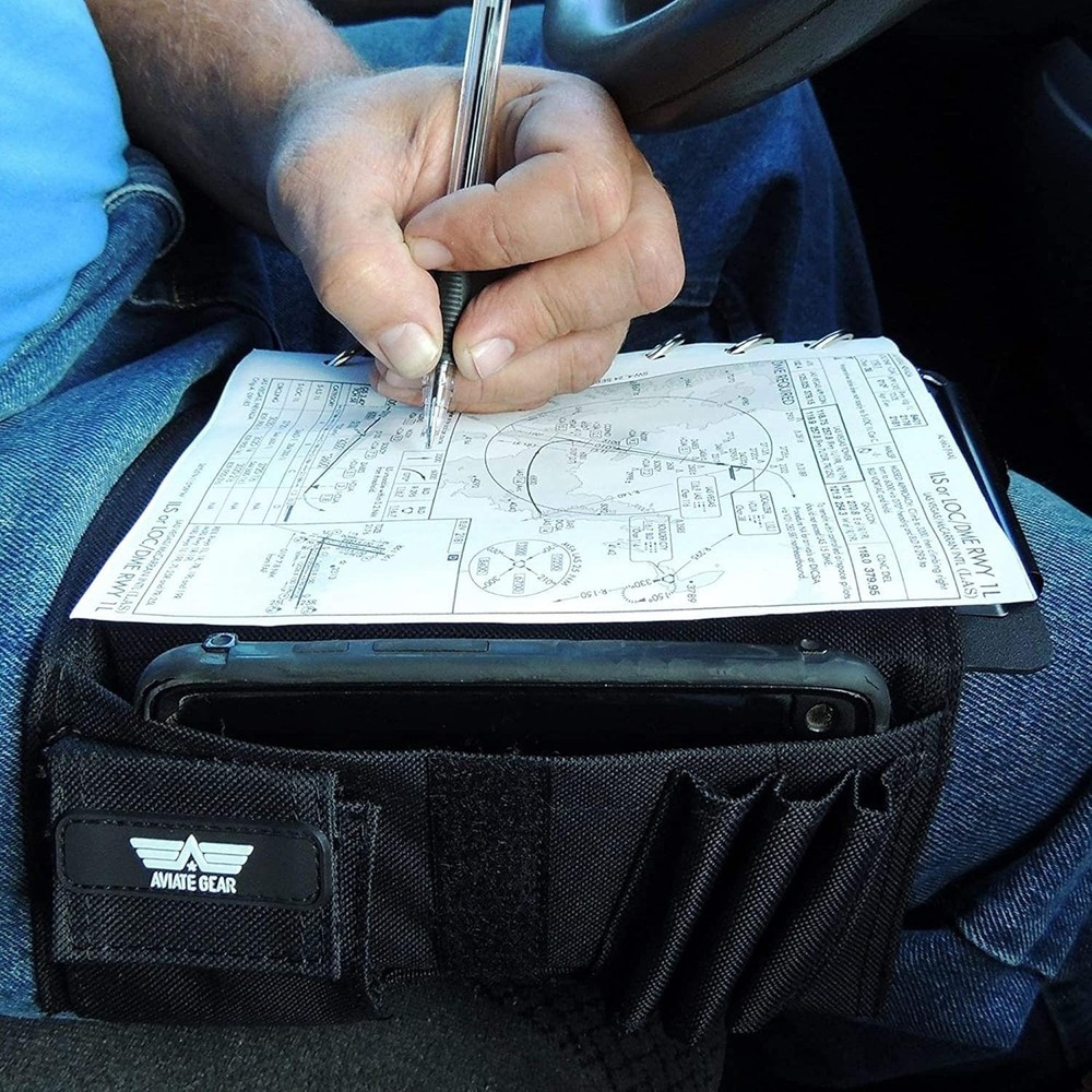 Adjustable Pilot Kneeboard with Removable Clipboard and 7 Ring Document Holder