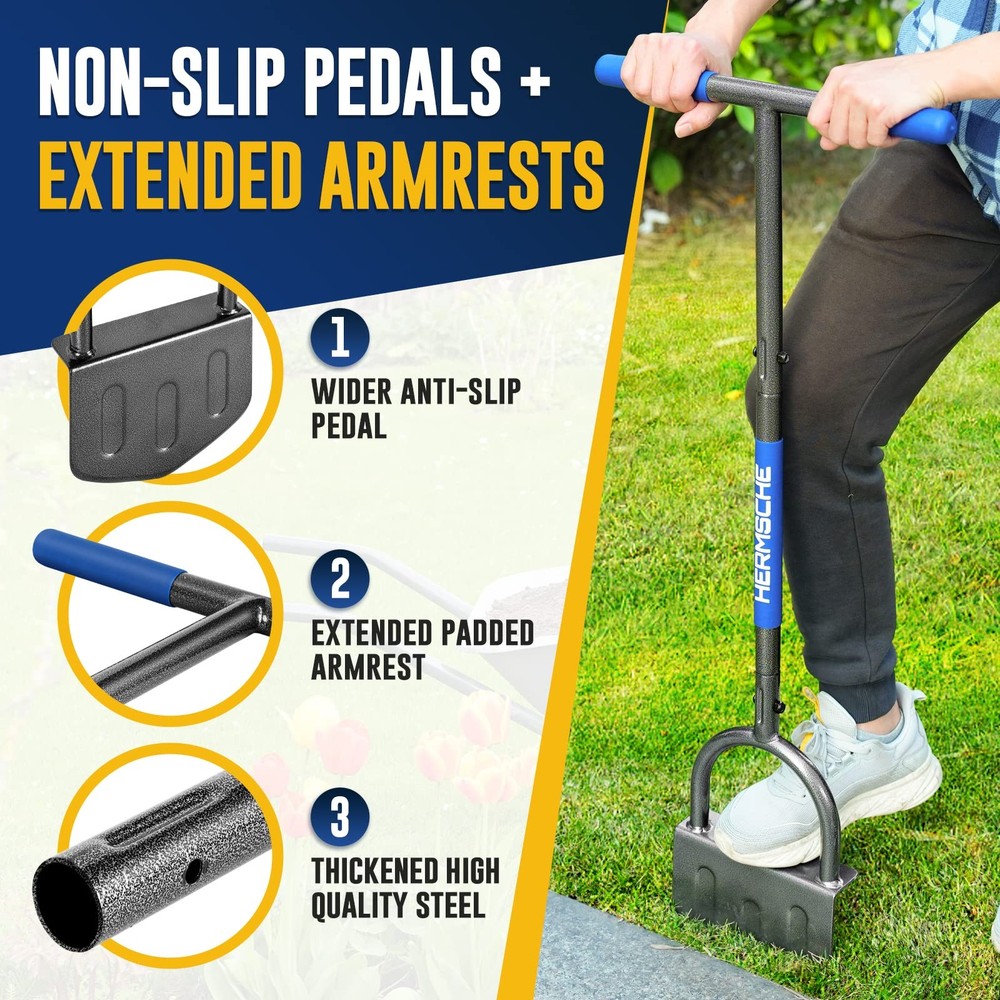 Hermsche Hand Edger Lawn Tool, Sharp Half Moon Manual Grass Edger Tool with S...