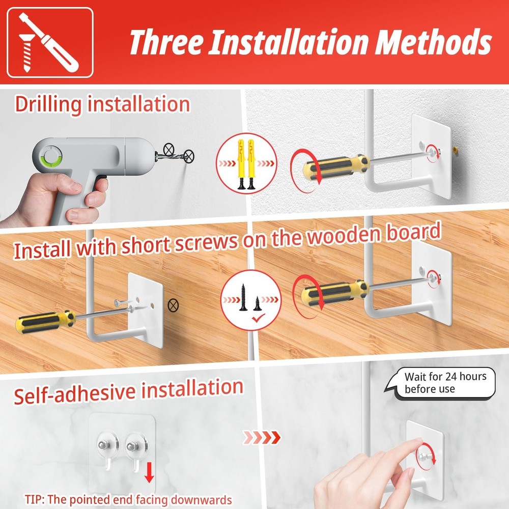 2 Pack Hat Racks for Baseball Caps Wall, Extended 8.07" Hat Organizer for Bas...