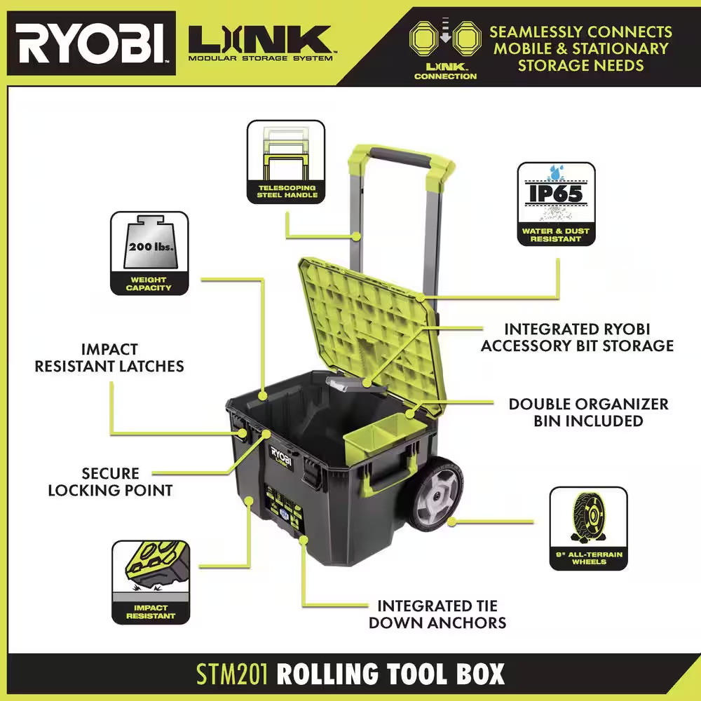 22.2 In. LINK Rolling Tool Box with LINK Medium Tool Box and LINK Standard Tool