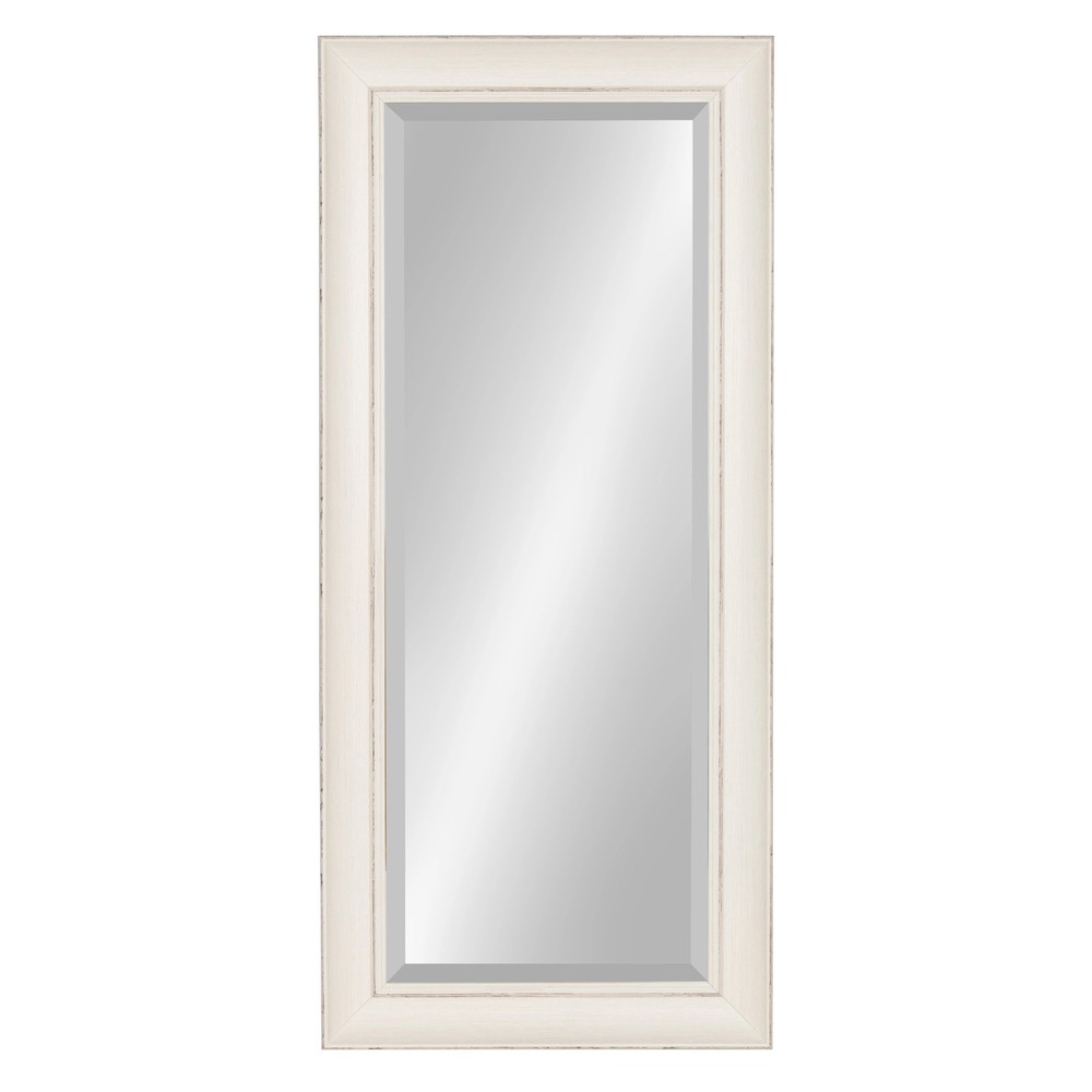 Kate and Laurel Macon Framed Wall Panel Beveled Mirror, 16x36, Soft White -...