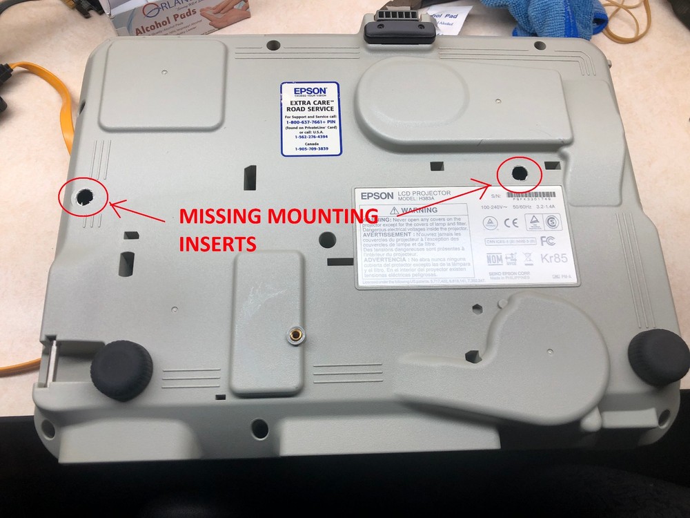 Epson Powerlite 95 Projector (1932 Bulb Hours - Missing mounting inserts)