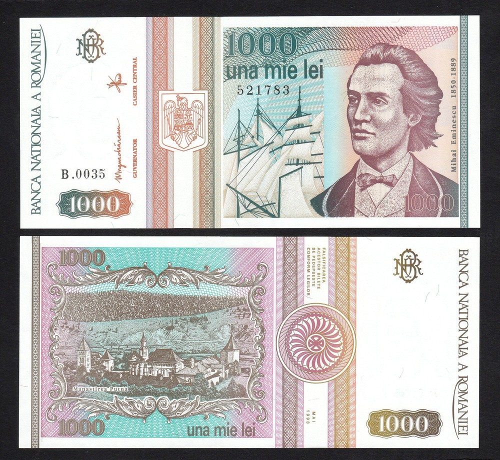 Romania 1000 Lei (1993) P102 UNC