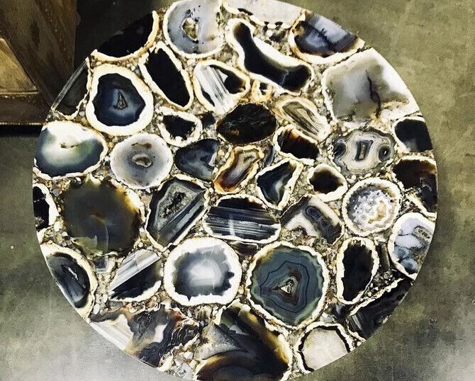 Wild Agate Side Table, Agate Coffee Table, Agate Table, Gemstone Side Table Deco