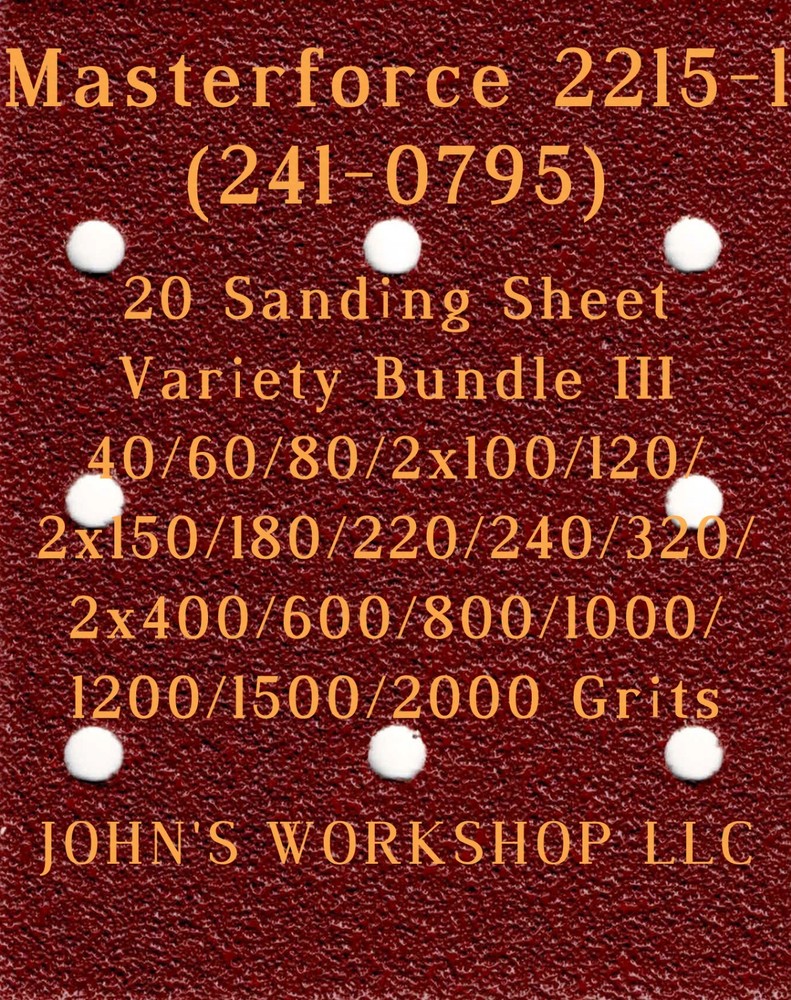 Masterforce 241-0795 - 17 Different Grits - 20 Sheet Variety Bundle III