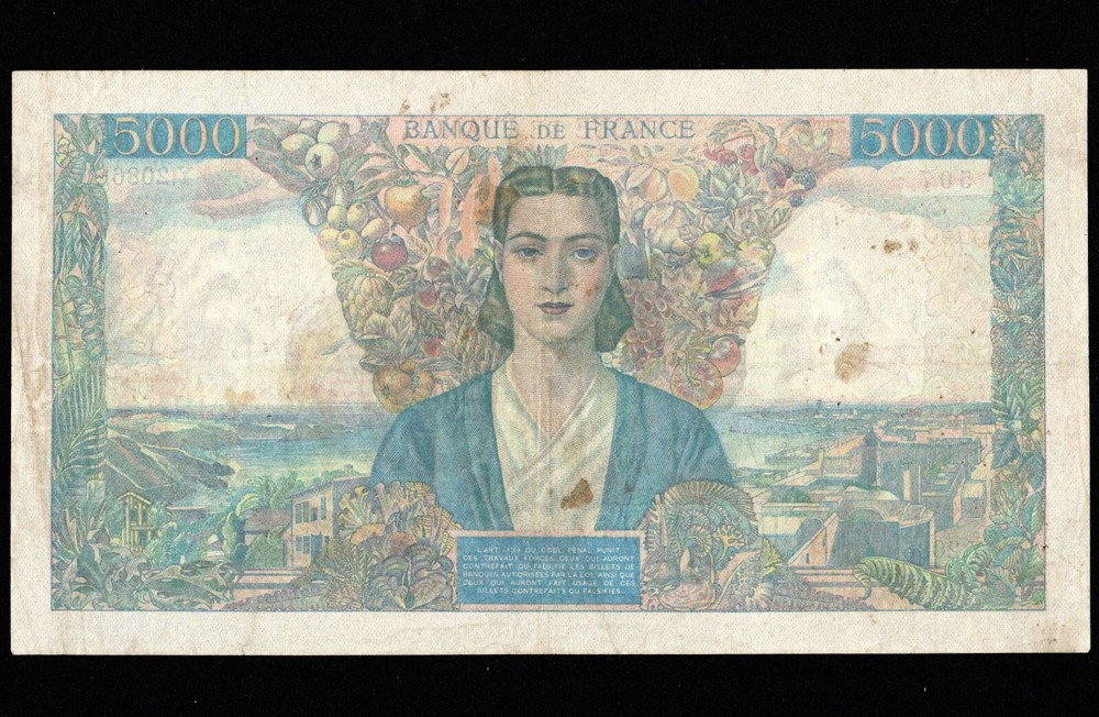 FRANCE 5000 FRANCS 1946 P-103 VF