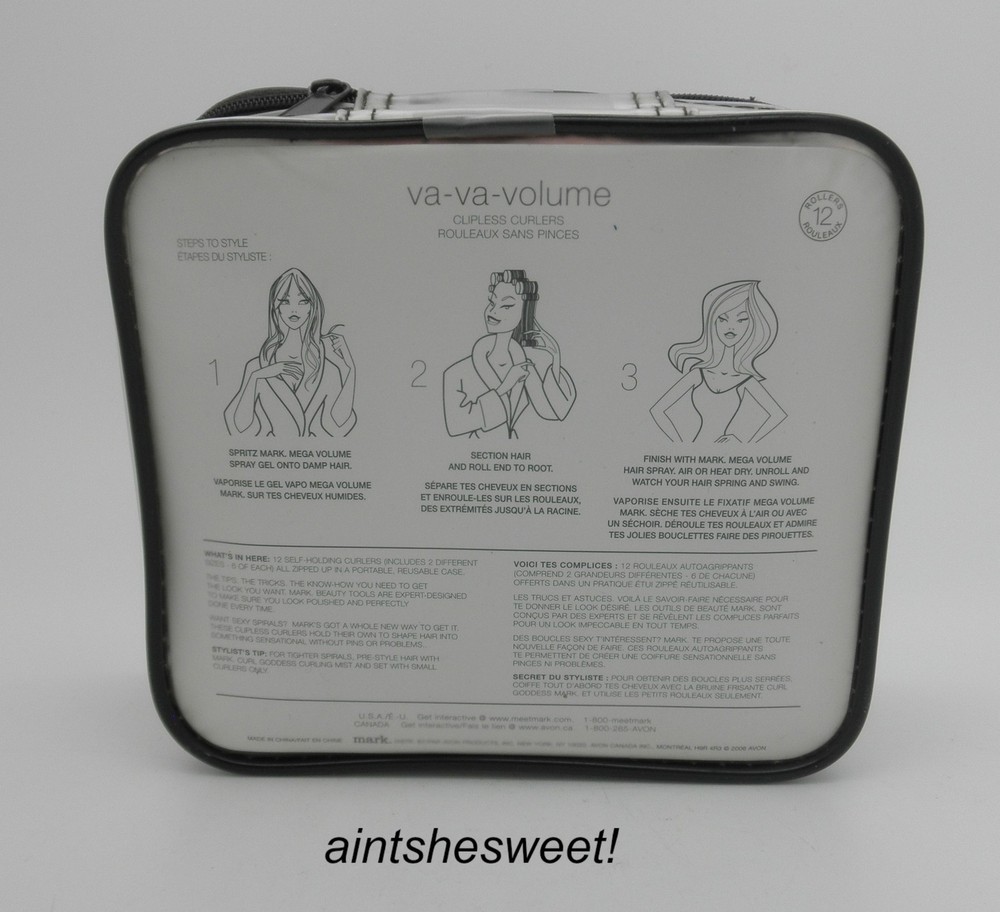 AVON Mark VA-VA-VOLUME Clipless Curler Set in reusable zip case