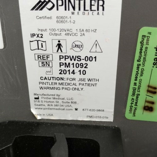 2 PINTLER PPWS Patient Warmer WARMING SYSTEM CONTROL UNIT