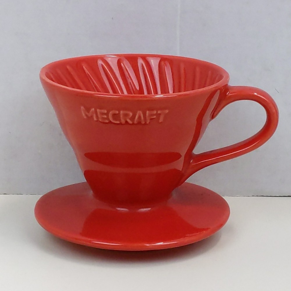 MeCraft Red Ceramic Pour Over Coffee Dripper Cone Mug Style Brewer Single Cup