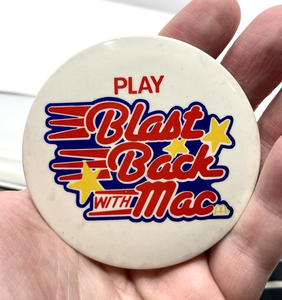 1980's McDonald's Blast Back With Mac 3" Pinback Button