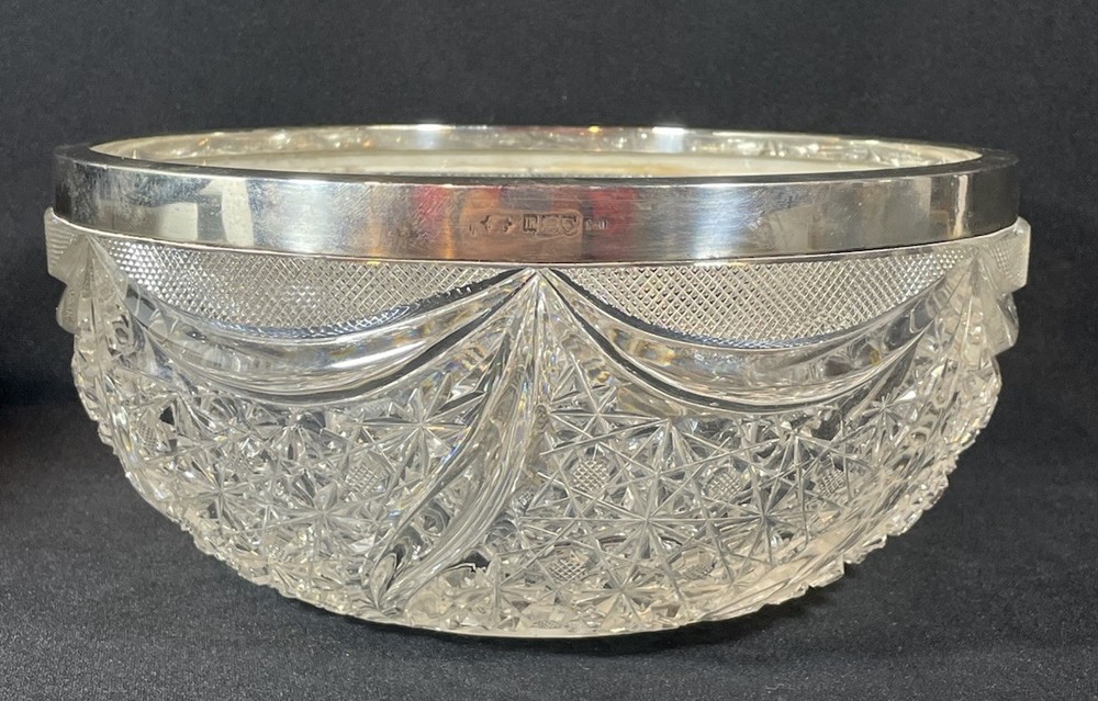 An 19thC Silver Mounted Cut Glass Centrepiece Bowl Hallmarked