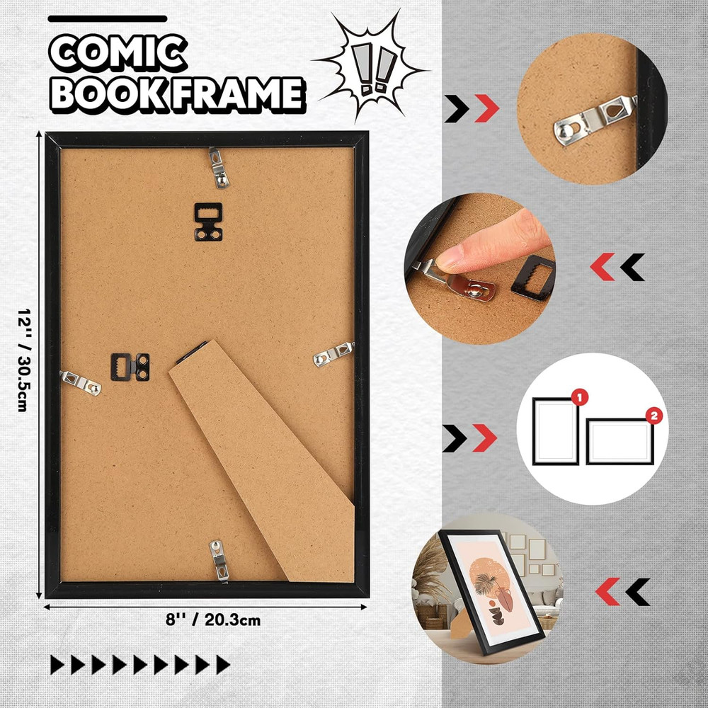 8 Pack-Comic Book Frame Comic Book Wall=Display Mounted Storage/Picture Frames+U