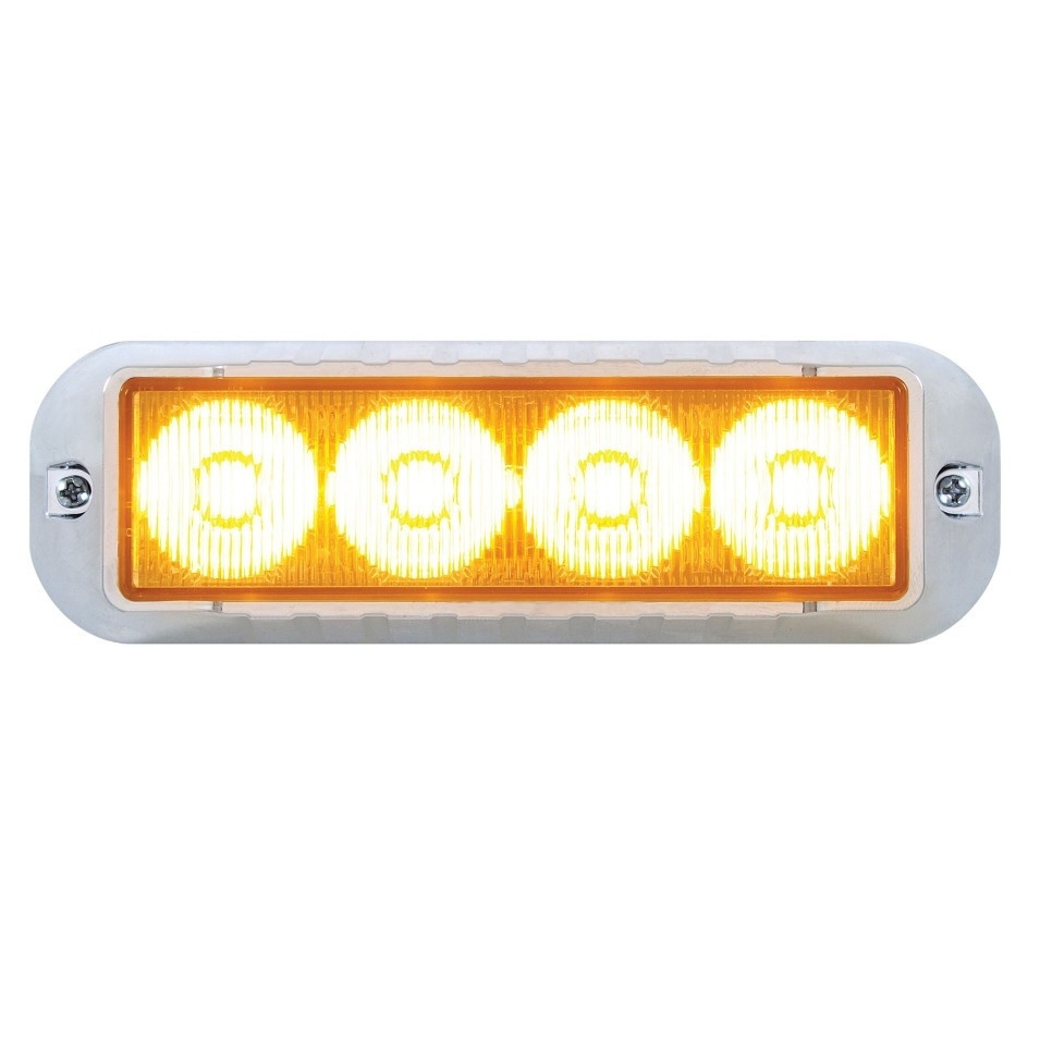 High Power LED Warning Light, 12 Flash Pattern, Light Synchronization - Amber