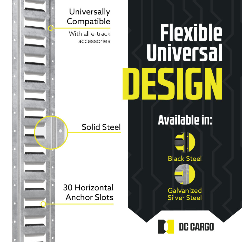 DC Cargo E Track Tie Down Rails 5 ft Zinc-Coated Galvanized Steel E-Track 1-pack