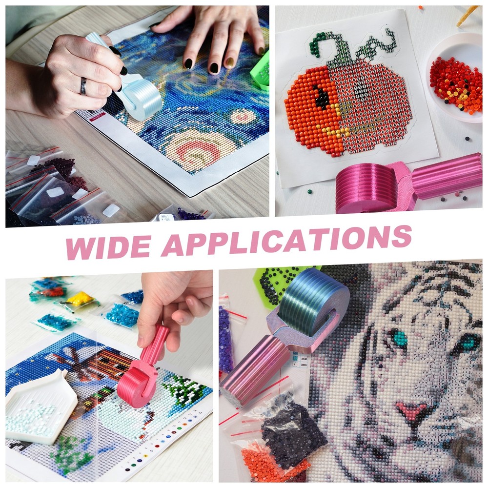 2Pcs Diamond Art Roller, Detachable Diamond Paint Tools(Red/Blue)