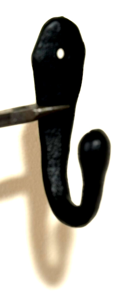 Solid Cast Iron Hook Medieval Primitive Glazed Iron Hammer Coffee Cup Mug Key 4"