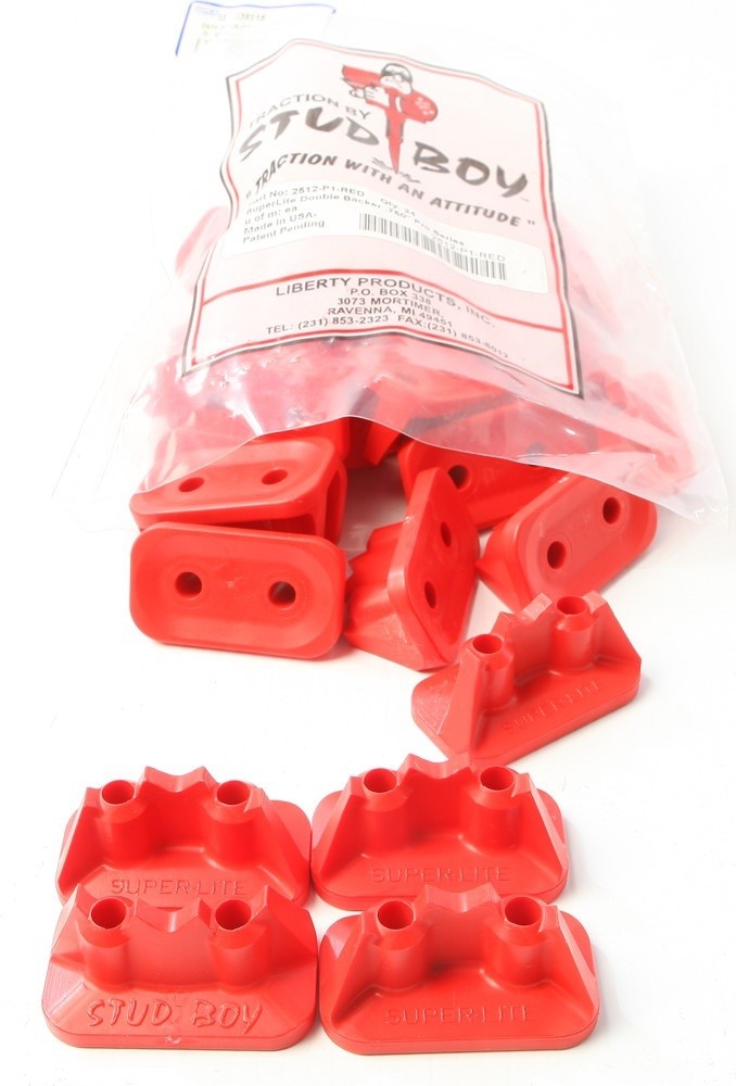 Stud Boy .75" Super-Lite Pro Series Double Backers 1.20" Red - 24 Pack