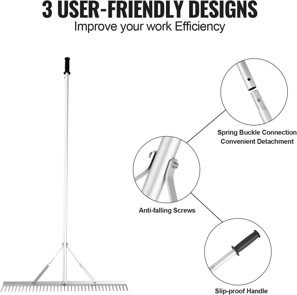 Versatile 36" Lake Weed Rake with Long 75" Handle - Lightweight & Efficient Tool