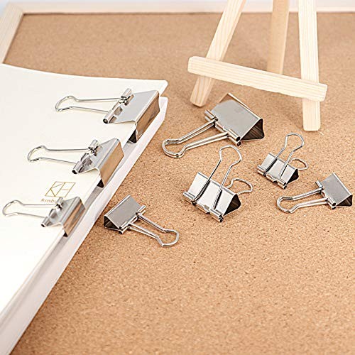 Binder Clips Paper Clamps, Assorted Sizes Set (Small, Medium, Large) for Silver