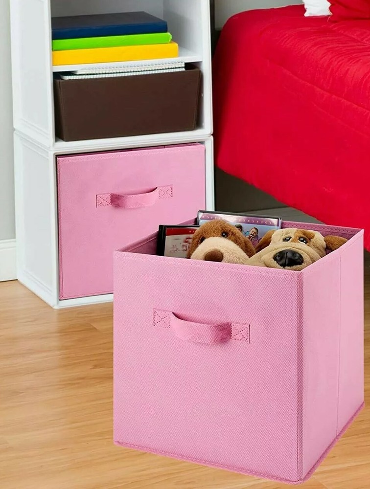 Casafield™ ~ 11" Storage Bin ~ Polyester Cube ~ Pink ~ Solid Pattern