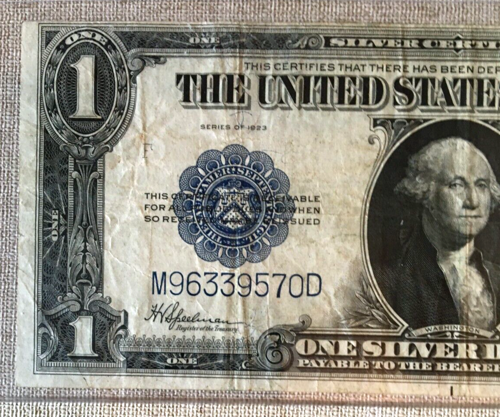 1923 $1 SILVER CERTIFICATE US LARGE NOTE, SPEELMAN/WHITE 9301