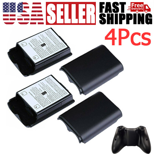 4X AA Battery Back Cover Case Shell Pack For Xbox 360 Wireless Controller Black