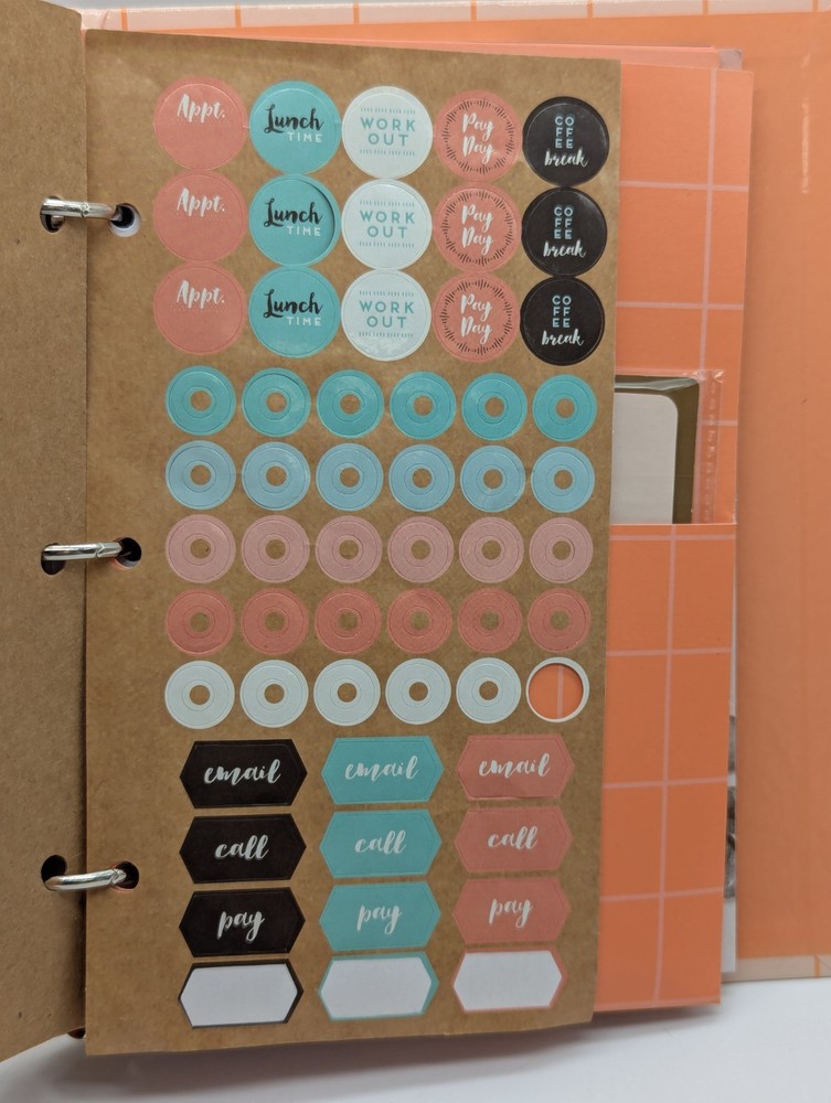 Day Planner W/Multiple Sections, Stickers, Sticky Notes, Pgs For Notes, Pockets