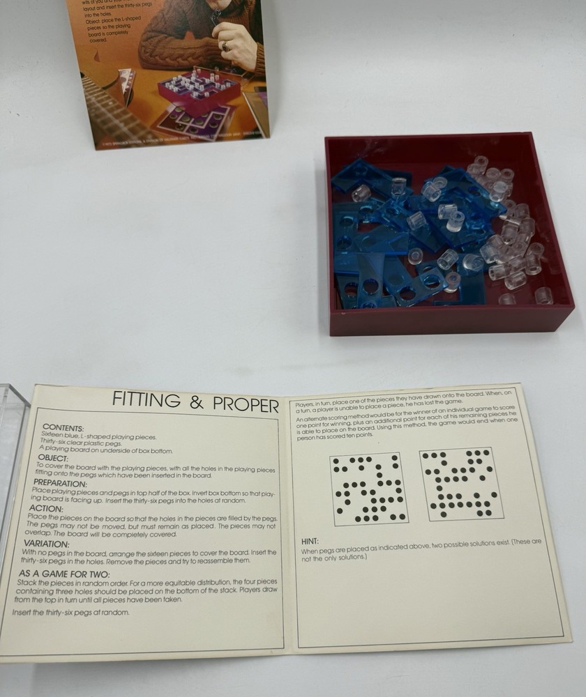 Sid Sackson Fitting & Proper Puzzle-Game 1973 Springbox - Hallmark Cards