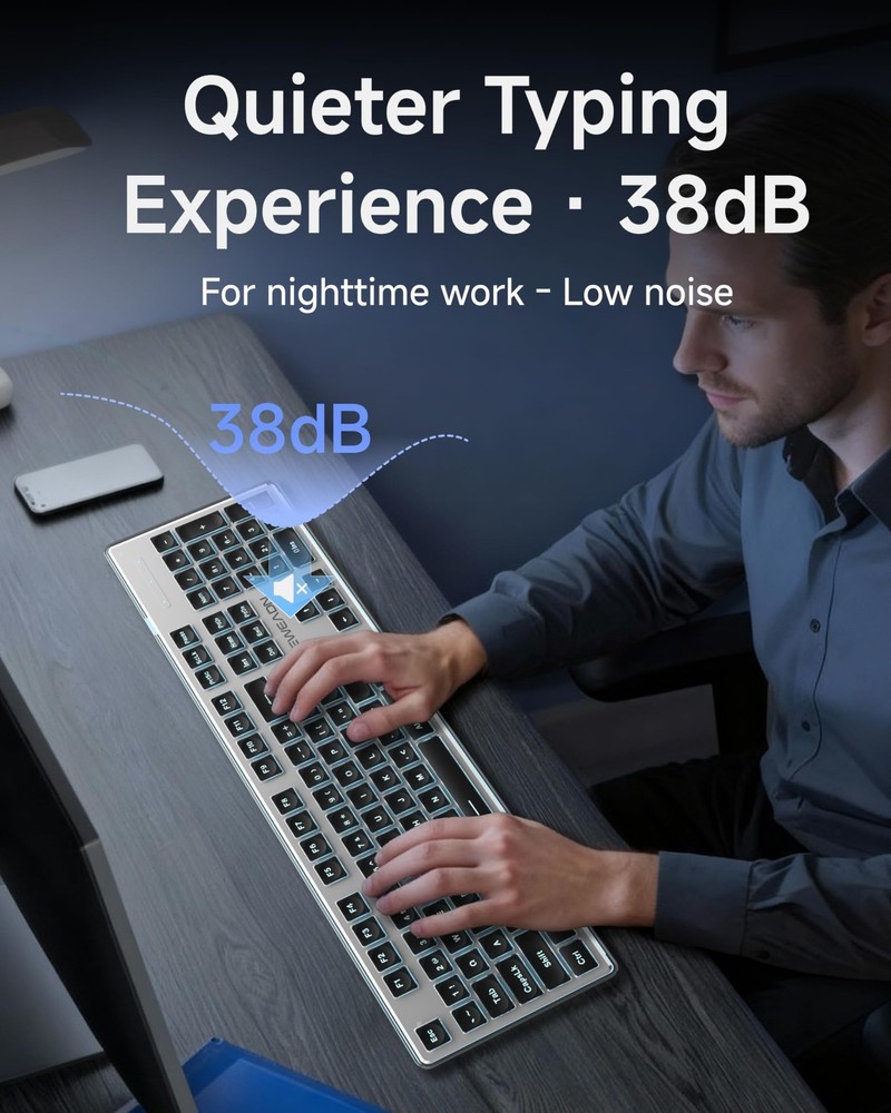 EWEADN GX710S Backlit Computer Keyboards, Wired USB Keyboard with Blue Backli...