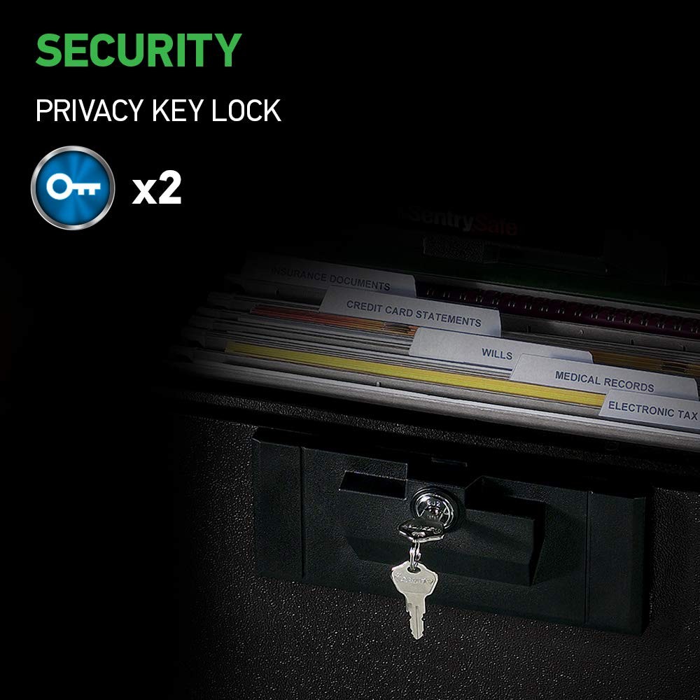 SentrySafe Black Fireproof Document Box with Key Lock, Safe Secures Files and...