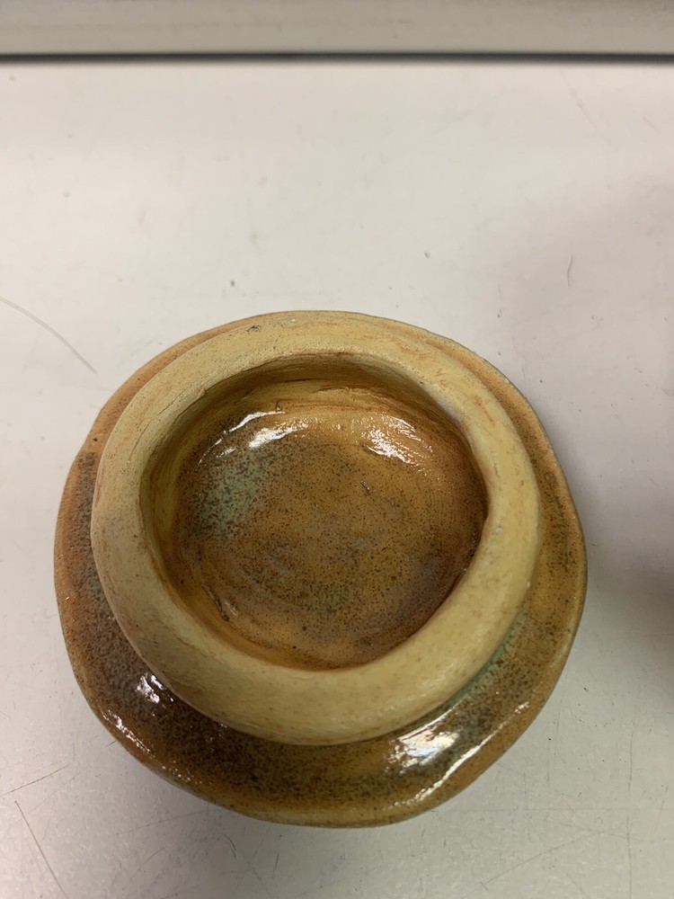 Vintage Handmade Stoneware Pot with Lid