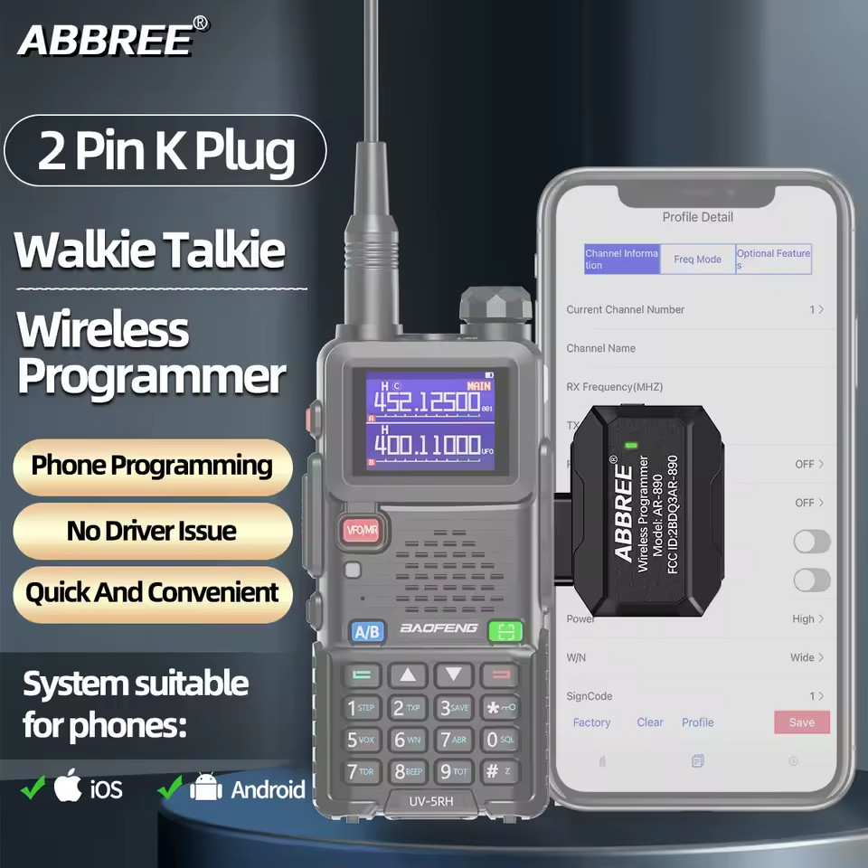 Ham Radio Wireless Programmer Adapter APP and PC Program for Baofeng UV-5R and M
