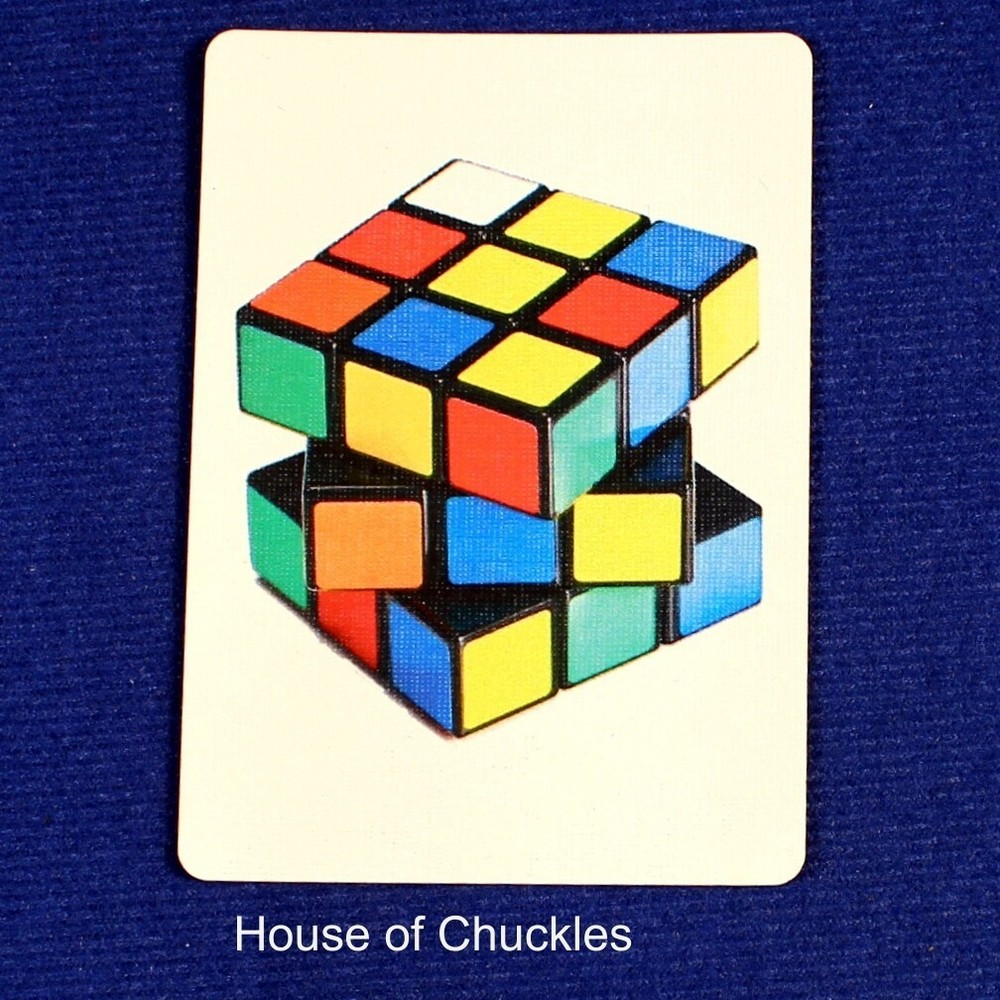 Magic Cube, Half Horizontal, Bicycle Printed Gaff Card, Blue