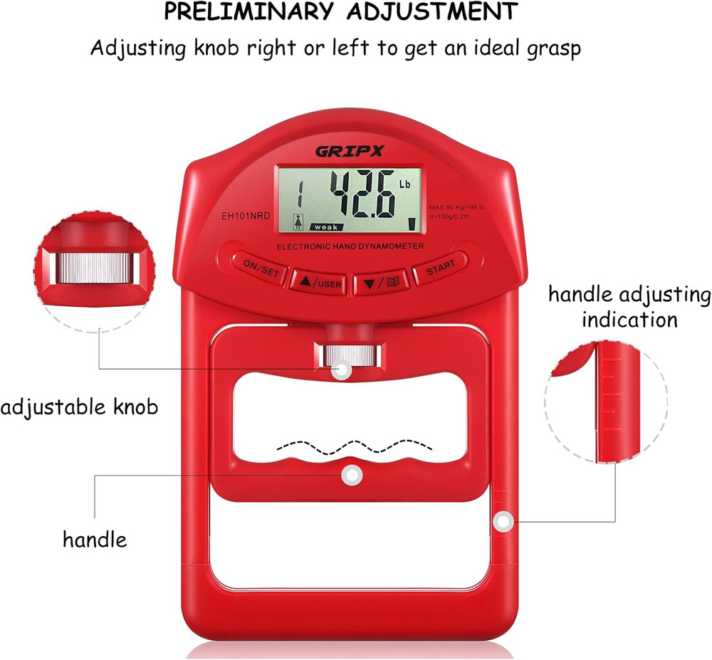 Digital Hand Dynamometer Grip Strength Measurement Meter Auto Capturing Electron