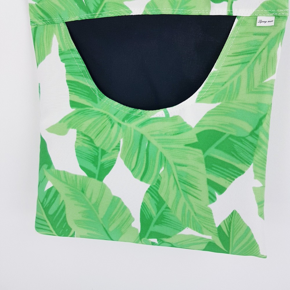 Peg Bag Handmade Bright Green White Leaf Print Lined Laundry Clothes Peg Holder