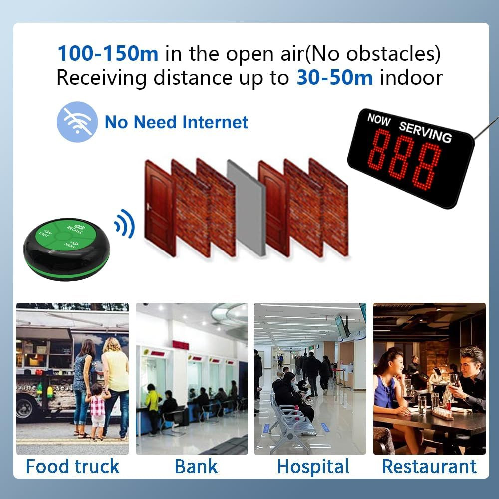 Take a Number System Queue Wireless Calling System with 1 Take a Number Display