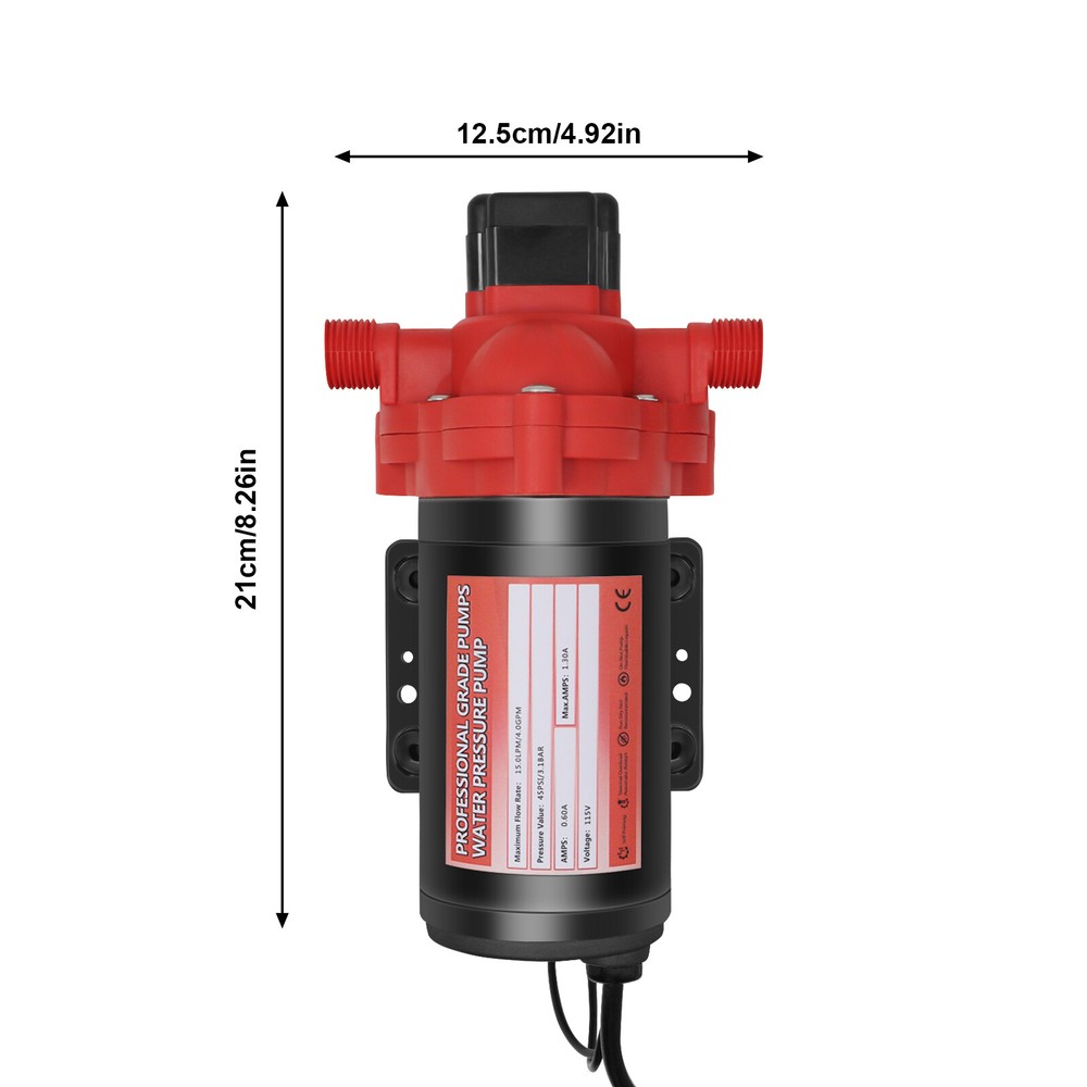 Water Pressure Diaphragm Pump Self-Priming Pump 45 PSI 4 GPM 115V For Boat RV