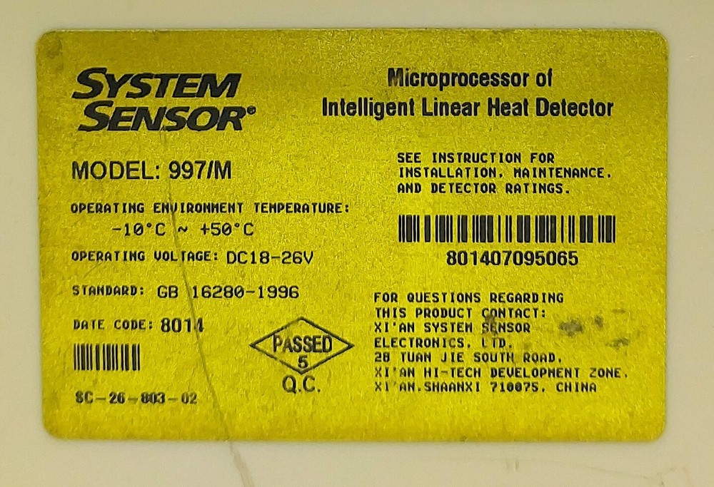 System Sensor 997/M Microprocessor of Intelligent Linear Heat Detector