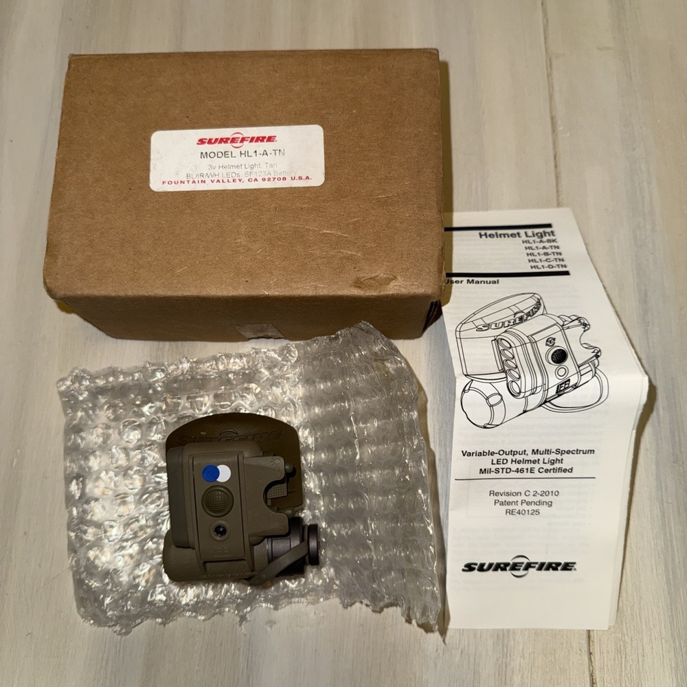 Sure Fire, Helmet Light, Tan, HL1-A-TN (White/Blue/IR Strobe)